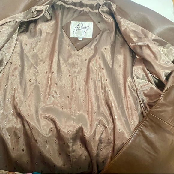 Remy Vintage Brown Buttery Soft Leather Belted Oversized Unisex Jacket, Med/Lg - Picture 8 of 16